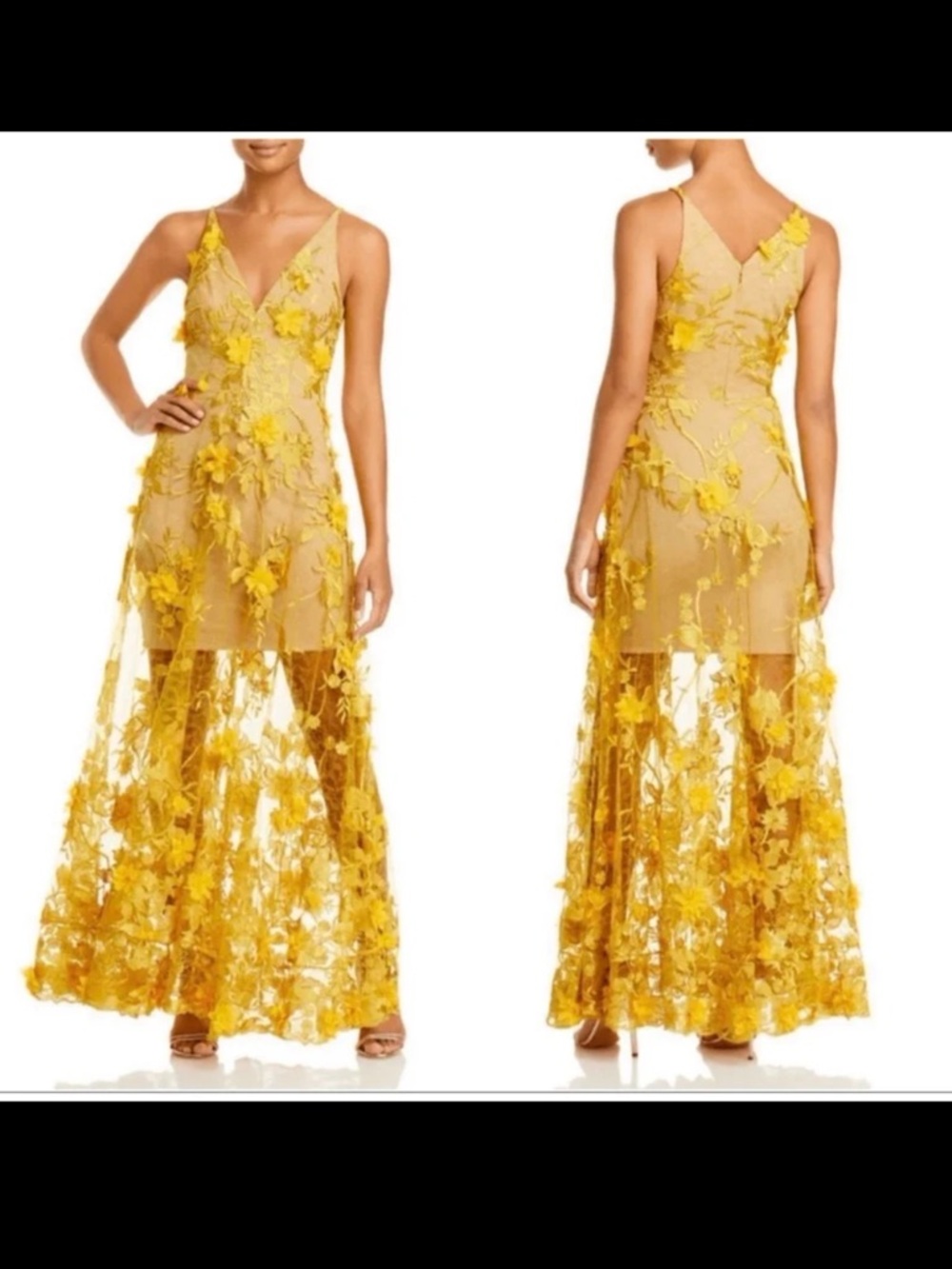 Dress the Population Sidney dress in yellow gold size Large